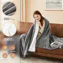 Homemate Electric Heated Blanket Queen - 84"x90" Heating Blanket Queen Size Dual Control 1/2/4/6/8 Hours Auto-Off 10 Heat Level Over-Heat Protection Flannel Sherpa ETL Certification (Light Grey)
