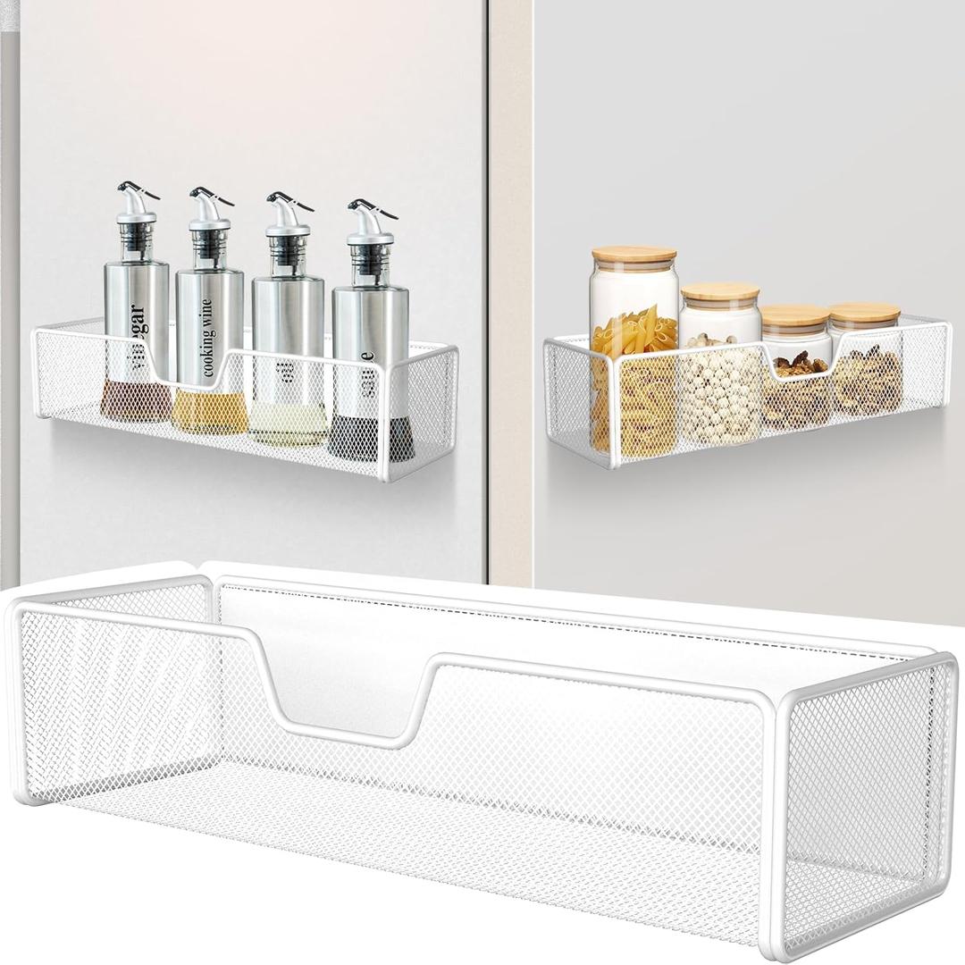 Magnetic Basket Organizer Holder for Fridge Magnetic Shelf Magnetic Storage Bin Box Containers for Refrigerator Whiteboard Classroom Magnetic Organizer (1 PCS)