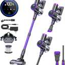 Cordless Vacuum Cleaner, Stick Vacuum with LED Display, 2 Modes 6 in 1 Lightweight Rechargeable Cordless Stick Vacuum with 40Min Detachable Battery Vacuum Cleaner for Home Hard Floor Carpet