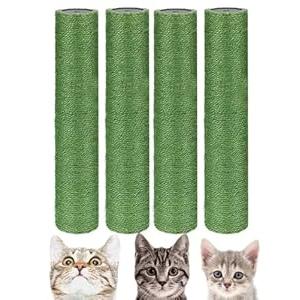 BNOSDM 4 Pcs M8 15”x2.75” Cat Tree Scratching Post Replacement Parts for Indoor Cats Tower Rope Scratch Poles Refill Sisal Pole Part for Refurbishment Hemp Kitty Furniture Accessories Spare, Green