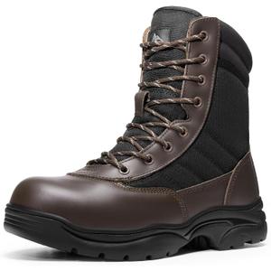 NORTIV 8 Steel Toe Boots for Men Safety Industrial & Construction Military Work Boots Slip Resistant ASTM F2413-18, TROOPER-STL, Size 10.5