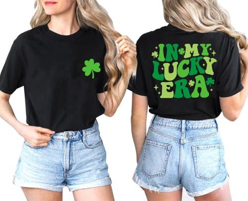 St Patricks Day Shirt Women in My Lucky Era Graphic Green Day Tshirt Irish Shamrock Paddy's Day Tee Tops, Large, Grey