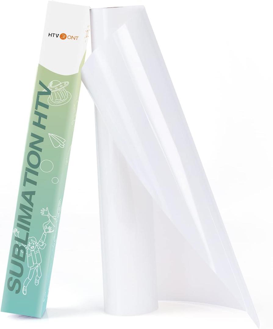 HTVRONT Sublimation Vinyl for Light-Colored Shirts - 12" X 10FT Matte Clear HTV Vinyl for Sublimaion - Wash Durable Clear Dye Sub HTV for Cotton Fabric