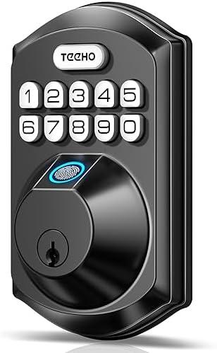 TEEHO TE002 Fingerprint Door Lock - Keyless Entry Door Lock - Electronic Keypad Deadbolt - Smart Locks for Front Door - Auto Lock - Easy Installation - Matte Black