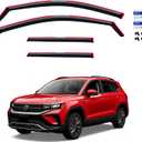in-Channel Rain Guards for Volkswagen(VW) Taos 2022-2026, Window Visor Shields Vent Deflector Shade Wind Dark Smoke 2023 2024 2025 22 23 24 25 26, Tape-On Inside-Mount, 4PCS