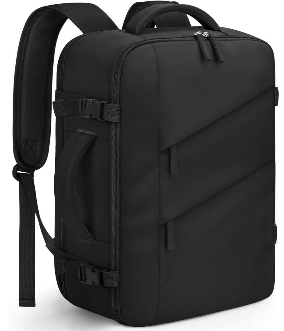 Capolo Travel Backpack for Women Men Waterproof Laptop Backpack Flight Approved Personal Item Backpack Overnight Weekender Bag College Bookbag for Business, Work, Traveling Fits 15.6 '' Laptop,Black
