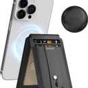 MiLi for Magsafe Wallet Stand with Airtag Holder, Magnetic Wallet Phone Stand with Detachable Case for AirTag, Card Holder for iPhone 16/15/14/13/12 Series, PU Leather, Black (4 Slots)