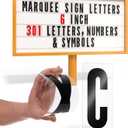 Houseables Sign Letters, Marquee Letters, Letter Signs, Marquee Sign, Markee, Plastic, Acrylic, Changeable, for Board, Letterboard, Billboard, Church, 6 Inch Character on 7 in Panel, 301 PC, w/Numbers