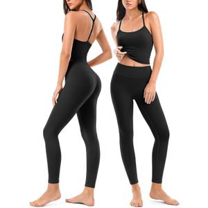 Matching Workout Sets for Women,Breathable Sport Bras & Seamless Leggings,2 Piece ActiveWear Outfits for Pilates/Gym/Athletic, Medium