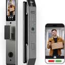 3D Face Recognition Smart Door Lock with Video Intercom, Tuya App Remote Access, Biometric Fingerprint & Palm Print Unlock, Heavy Duty Aluminum Mortise Lock for Home & Office, Gray