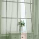 OVZME 2 Pieces Bedroom Curtains 96" Length for Farmhouse, Voile Drapes Light Airy Window Decor for Patio Door Living Room Bedroom Dining, Sage Green, Each W42 X L96 inches, 1 Pair