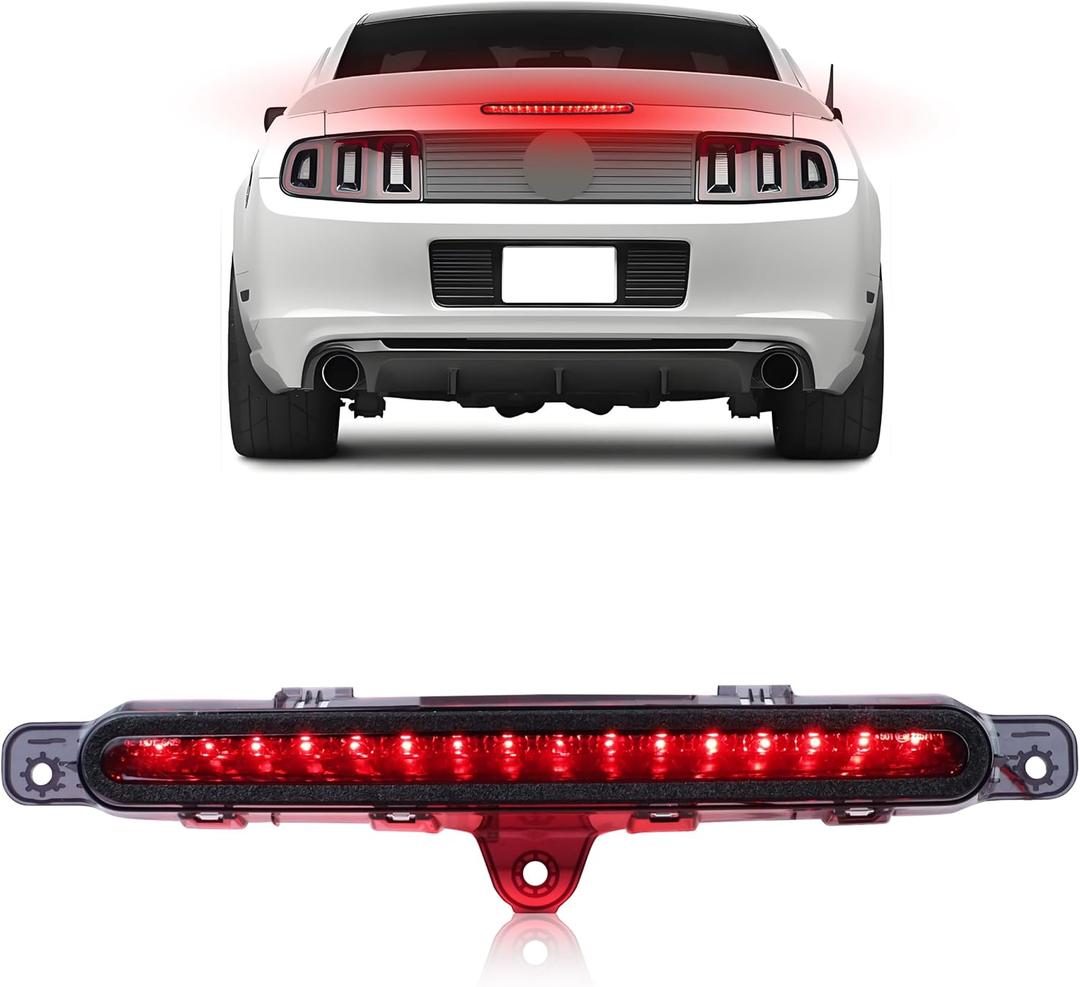 LED Third Brake Light Compatible with 2010-2014 Fo-rd Must-ang, [2 in 1 Design] Brake Lamp & Taillight Lamp, OEM Part #AR3313A613A, AR33-13A613-A, High Mount Brake Light, Smoked Lens