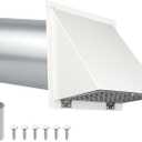 4 Inch Dryer Vent Cover Outside, Dryer Vent Cover Outdoor Exterior Vent Cover Wall Vent Dryer Exhaust Vent Cover Cap,Hooded Wall Vent with Screen & Damper for Dryer Duct AC HVAC,Galvanized Steel,White