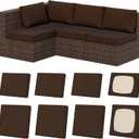 8Pcs Stretch Patio Cushion Covers, Outdoor Couch & Sofa Replacement Slipcovers for Patio Furniture Cushion Covers, Washable Reusable Furniture Protector, Square-large + Rectangle, Dark Coffee