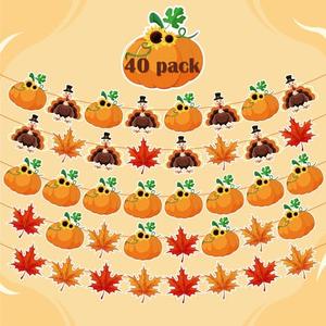 OHOME 40 Pack Thanksgiving Decorations -Thanksgiving Banner for Indoor Home Party Office Classroom School Fall Decor 2pack