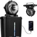 Misting Fan Portable with 11L Bucket for Outdoor Patio, 20000mAh USB Rechargeable Battery Camping Fan, 3 Powerful Wind Speeds, 3 Spray Nozzles, Hanging & Lighting Mister Cooling Fans (Large)