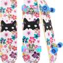 Standard Skateboards with Colorful Flashing Wheels for Beginners, Kids,Teens, 7 Layer Maple Complete Skateboard for Girls Boys, 31" x 7.8" Double Kick Concave Kids skateboard with Skate T-Tool
