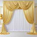 10x10FT Gold Sequin Backdrop Curtain - 2 Panels 5ft(W) x 10ft(H) Wrinkle Free Shimmer Back Drop Cloth, Glitter Backdrop Drapes for Photography, Birthday, Wedding, Graduation Background