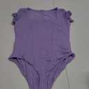 Avidlove Women's Short Sleeve Bodysuits Sexy Square Neck Body Suit Mesh Double Lined Tshirt Leotard Tops Going Out (Lilac), XL