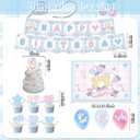 42Pcs Cinna-morolls Party Supplies Pack IncludesBannerCake TopperBlackdrop,Balloons for Cinna-morolls party supplies