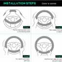 Car Steering Wheel Cover, 15 inch Carbon Fiber Microfiber Leather Elastic Steering Wheel Protector, Breathable Anti-Slip Comfortable Steering Wheel Covers for Most Cars (Wine Red, AD)