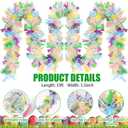 33FT Easter Tinsel Garland, White Metallic Hanging Twisted Garlands with Colorful Bunny Confetti Spring Hanging Garland for Bunny Party Supply Wreath Tree Indoor Outdoor Decor