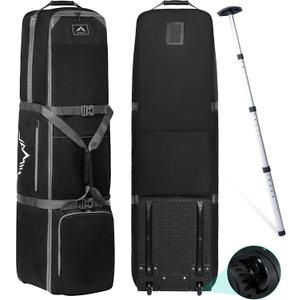 GoHimal Golf Travel Bag with Adjustable Support Rod, 900D Heavy Duty Oxford Fabric Golf Travel Case for Airlines with Wheels