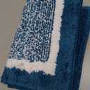 OLANLY Toilet Rugs U-Shaped 24x20, Extra Soft and Absorbent Microfiber Bathroom Rugs, Non-Slip, Machine Wash Dry, Plush Shaggy Contour Bath Mats for Toilet Base (Peacock Blue and White)