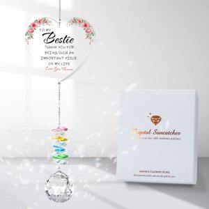 Best Friend Birthday Gifts for Women, Bestie Gifts for Female Friend Soul Sisters, Galentine Valentines Day Friendship Thank You Gifts, Sun Catcher with Crystals for Indoor Window Hanging