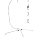 Elevon Hammock Chair Stand Only, Hanging Hammock Swing Stand for Outside with Buckle and Spring Hook, 400lb Capacity Heavy Duty Steel C-Stand with Stable Base for Egg Chair Outdoor Indoor (White)