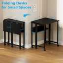 GreenForest Folding Desk Small Rolling Desk with Storage Shelf,31.5 inch Foldable Computer Desk with Wheels for Small Space, Easy Assembly,Black