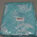 Round Vinyl Fitted Tablecloth, Waterproof Elastic Table Covers Wipeable Flannel Backed Tablecloths for Picnic Camping Indoor and Outdoor (Leaf,Turquoise, Fits 57" to 65" Diameter Tables)