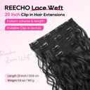REECHO Curly Hair Extensions, 4PCS 20 inch Clip in Hair Extensions Lace Weft Short Curly Extensions Clip Ins Invisible Natural Hairpieces for Women, Natural Black