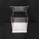 Clear Acrylic Display Case, Self-Assembly Acrylic Box with White Thick Base and Upward Swing Door, Dustproof Protection Showcase Organizer for Collectibles Doll Toys Models (15X15X25cm/6X6X10inch)
