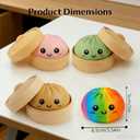 Rainbow Dumpling Squishies with Box, Colorful Mystery Squishys Dumplings Stress Relief Balls Fidget Sensory Toy,Bao Bun with Food Steamer Stretchy Desk Squeeze Toys