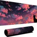Cat Gaming Mouse Pad 35.4"x15.7" Large Extended Pad Desk Mat Anti-Slip Rubber Base & Durable Stitched Edges for Gamers Smooth Mouse Pad Writing Surface for Desk Office/Home