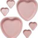 Paris Hilton Heart Shaped Nonstick Bakeware Set, Easy Release Carbon Steel, Includes two 9.5-Inch Pans and four Mini 3.5-Inch Pans, Dishwasher Safe, Made without PFAS or PFOA, 6-Piece Set, Pink