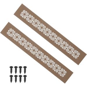 PATIKIL 12 x 2 Inch Door Air Vent Cover, 2 Pcs Heavy Duty Aluminum Grille Ventilation Cover Louvered with Mounting Screws for Cabinet Wardrobe Door, Brown