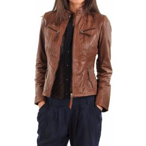 LEATHER FARM Women's Lambskin Leather Bomber Biker Jacket (XX-Large, Tan)