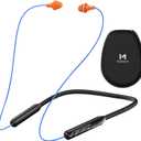 MIPEACE Bluetooth Earplug Headphones, Neckband Wireless Earbuds earplugs-29db Noise Reduction isolating in-Ear earplug Earphones and Controls,IPX6 sweatproof,20+Hour Battery (Blue Orange)