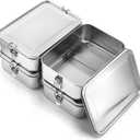 Umigy 4 Pcs Stainless Steel Food Containers 2400ml Metal Bento Lunch Box Stainless Steel Food Storage Containers, Lockable Clips to Leak Proof, Reusable Dishwasher Snack Boxes for Work