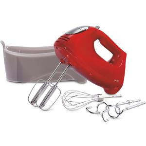 Hamilton Beach 6-Speed Electric Hand Mixer with Whisk, Traditional Beaters, Dough Hooks, Snap-On Storage Case, 275 Watts, Red