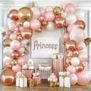 Rose Gold Pink Balloon Arch Kit, Double Stuffed Pearl White Rose Gold Metallic Light Pastel Pink Balloons Garland Kit for Birthday Bridal Shower Wedding Party Decorations