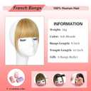 NAYOO Bangs Hair Clip in Bangs 100% Real Human Hair Extensions French Bangs Clip on Air Bangs for Women Hairpieces Curved Bangs for Daily WearAsh Blonde