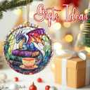 Christmas Ornament, Stained Glass Ornament, Christmas Ornaments for Tree, Hanging Ornaments for Home Decor & Xmas Decorations Holiday Decor, Gift Ideas, Perfect Holiday & Xmas Gifts - Dragon