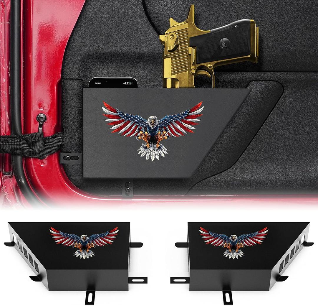 OTW Metal Front Door Storage Boxes, Compatible with 2007-2018 Jp Wrangler JK 2/4 Door, 2 Pack Side Insert Organizer Box Pockets