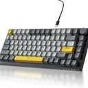Ajazz 75% Mechanical Gaming Keyboard with Volume Knob, Gasket Mount Wired Custom Keyboard, South-Facing RGB Backlit, PBT Keycaps, Pre-lubed Linear Switches, Creamy Sound for Office & Gaming