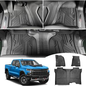 Truck Floor Mats for 2019-2025 Chevy Silverado/GMC Sierra 1500 & 2020-2025 Silverado/Sierra 2500HD/3500HD Crew Cab, All-Weather Non-Slip Floor Liners(1st & 2nd Row)