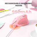 MEETION Pink Wireless Ergonomic Mouse, Bluetooth Vertical Rechargeable Mice, 4 Adjustable DPI 800-2400, Bluetooth 5.2+5.2+USB Mouse for Windows/Mac, for Laptop/PC/Desktop/Computer/iPad