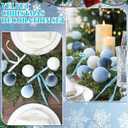 Syhood 38 Pcs Christmas Velvet Ornaments Decor Kit 2.36'' 18 Pcs Christmas Tree Ornaments Balls 18 Vintage Velvet Bows 5.5 Yard Ribbon for Xmas Tree Hanging Decorations, Blue